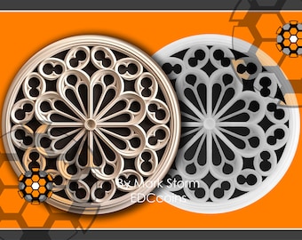 Gothic church window graphic for 3d laser engraving heightmap | Digital coin engraving file | High quality DIY images for Lightburn & EZCAD3