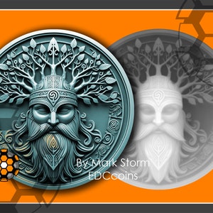 Digitale hoogtekaart voor 2.5D fiberlasergravure | Geest Viking Tree of Life | Yggdrasil-amulet voor wijsheid | Hoge kwaliteit png-bestand voor lightburn