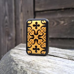 Crunchy Fidget slider in luxury black and gold | 3-clicks haptic EDC toy | Portable 3d click & slide | Everyday carry gear clicker.