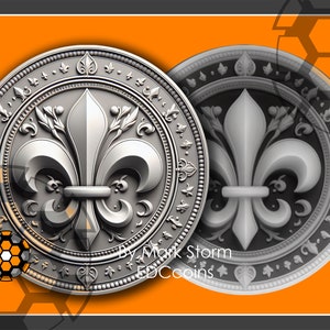 Motif de lys français pour gravure laser 3D avec carte de la hauteur | Symbole scout de pureté et de foi | Image de haute qualité pour Lightburn