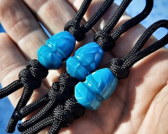 Bullet-shaped lanyard Bead in Juma Laguna dragon  | Handmade Beads in Snake skin pattern with High gloss polish for your folding knife gear