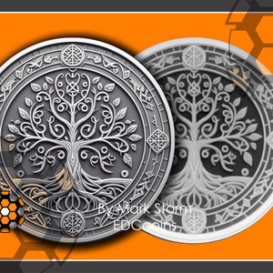 Tree of Life-ontwerp voor 3D-lasergravure met hoogtekaart | Vikingsymbool voor eeuwig leven en wijsheid | Hoge kwaliteit afbeelding voor Lightburn