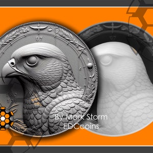 Design del falco pellegrino per l'incisione laser 3D con mappa dell'altezza scaricabile / Predatore Apex / Potenza e vittoria / Lightburn e file EZCAD