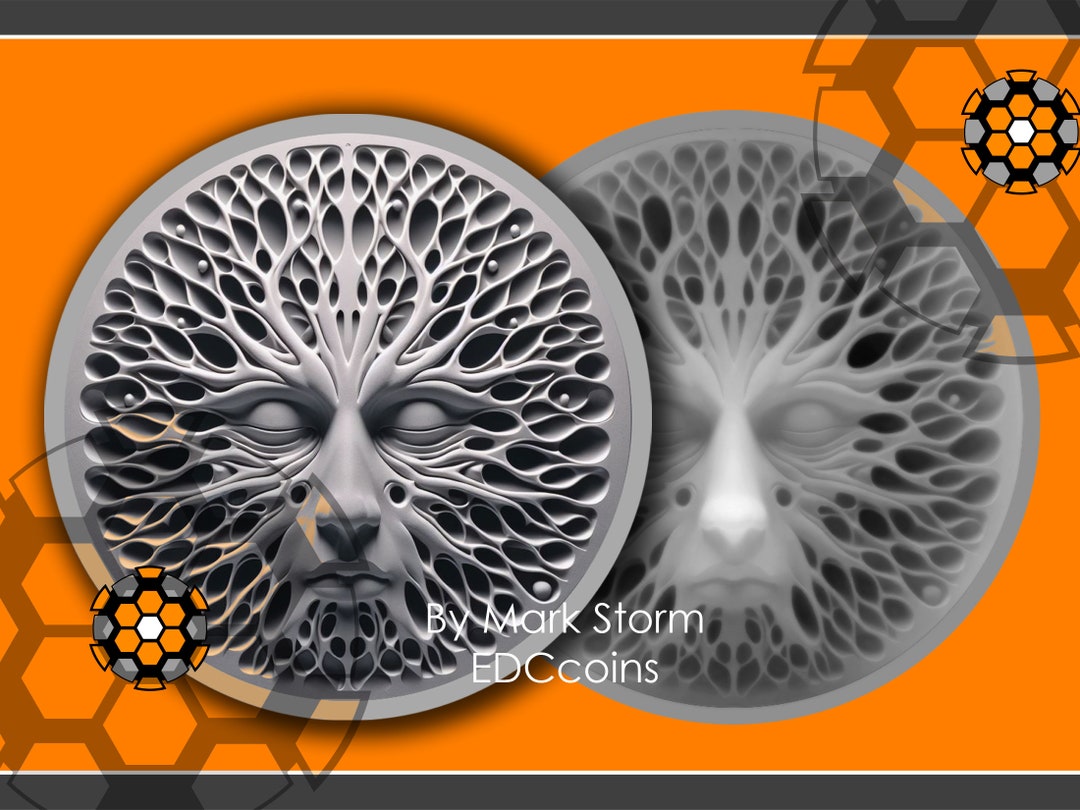 Abstract Dreamy Face Coin for 3d Laser Engraving Height Map | Closed ...