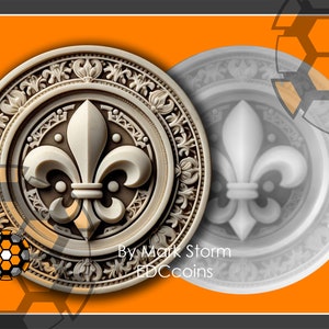 Scoutingsymbool 3D-lasergravure hoogtekaart Franse lelie | Goddelijk teken voor drie-eenheid en zuiverheid | Digitale download van afbeeldingen in hoge kwaliteit
