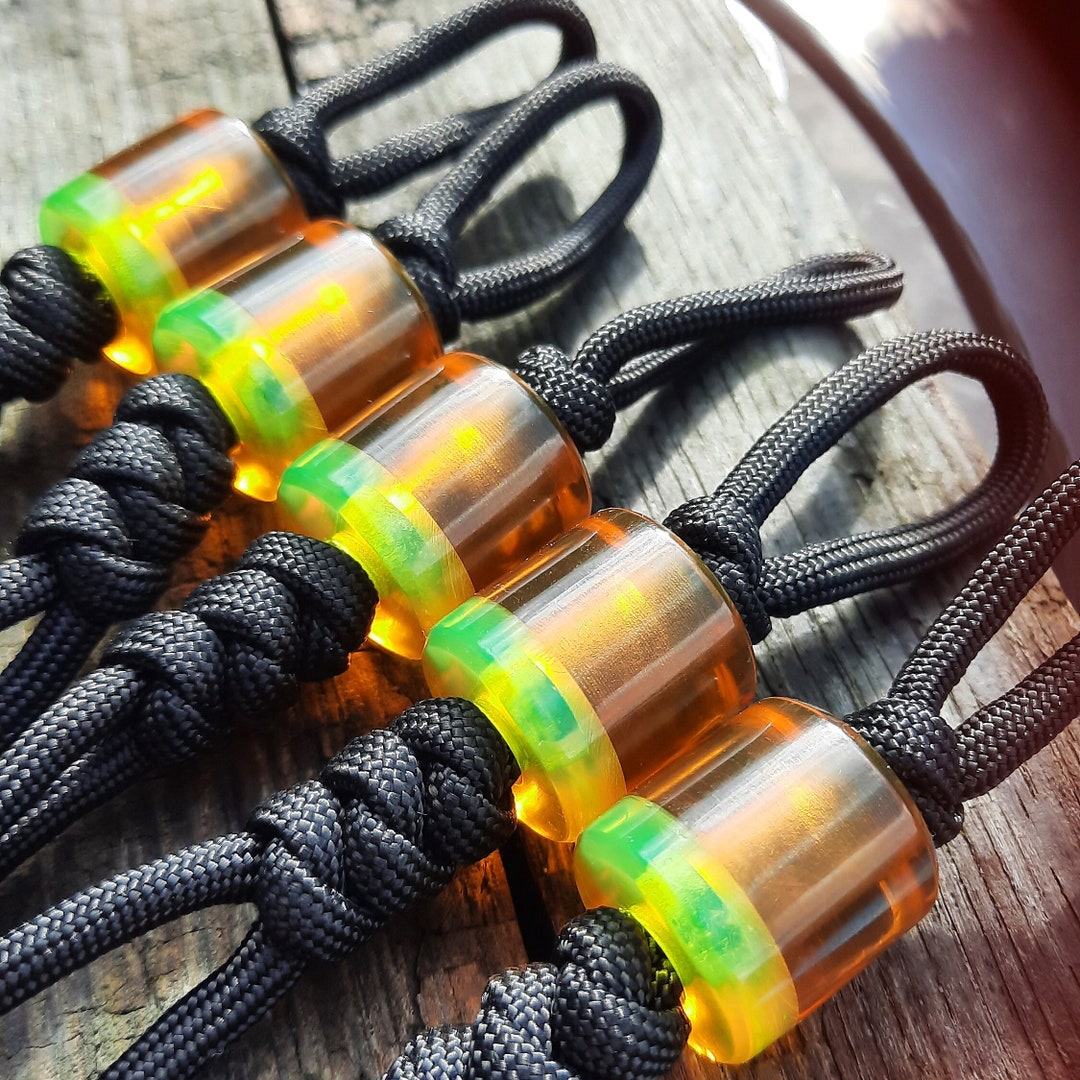 Ultem Lanyard Bead With Fluorescent Green on 550 Paracord Toxic Neon