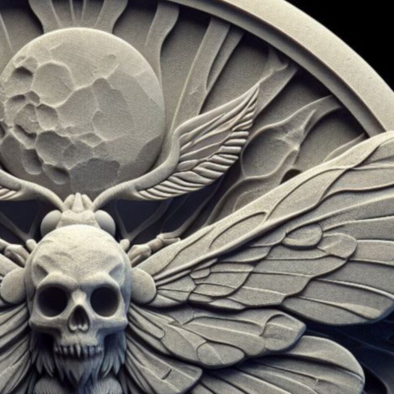 Moth Incarving Death Moth Design for 3d Laser Engraving With Downloadable Height Map ...