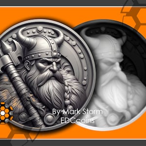 Lightburn Höhenkarte für Viking 3d Lasergravur | Skandinavischer nordischer Krieger Helm mit Hörnern und Axt | Hochwertiges Bild für Lightburn