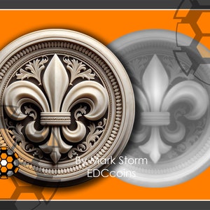 3D-lasergravure hoogtekaart voor Franse lelie | Scoutingsymbool voor eer en loyaliteit | Hoge kwaliteit afbeelding voor Lightburn