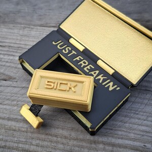 sick brick fidget slider gold black box 3d printed pocket art toy. realistic brick edc carry gadget. Just freaking quote