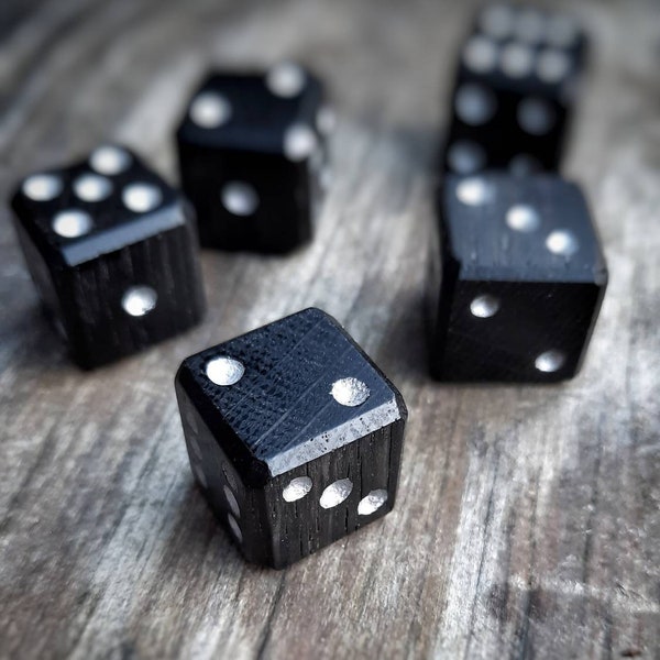 Handmade bog oak dice from 5000 year old wood - Unique handcrafted dice for board games / prop / edc collection