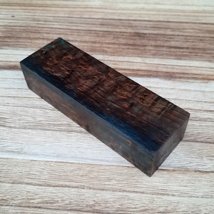 Stabilised Karelian birch block dyed in brown & blue | Beautifully polished. Ideal for knife handles, creative diy projects and penturning