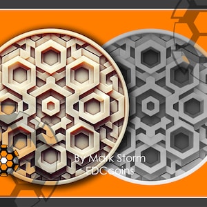 Gravure laser 3D en nid d'abeille d'hexagones géométriques avec carte de hauteur | Fichier PNG en téléchargement numérique | Images DIY de haute qualité pour Lightburn