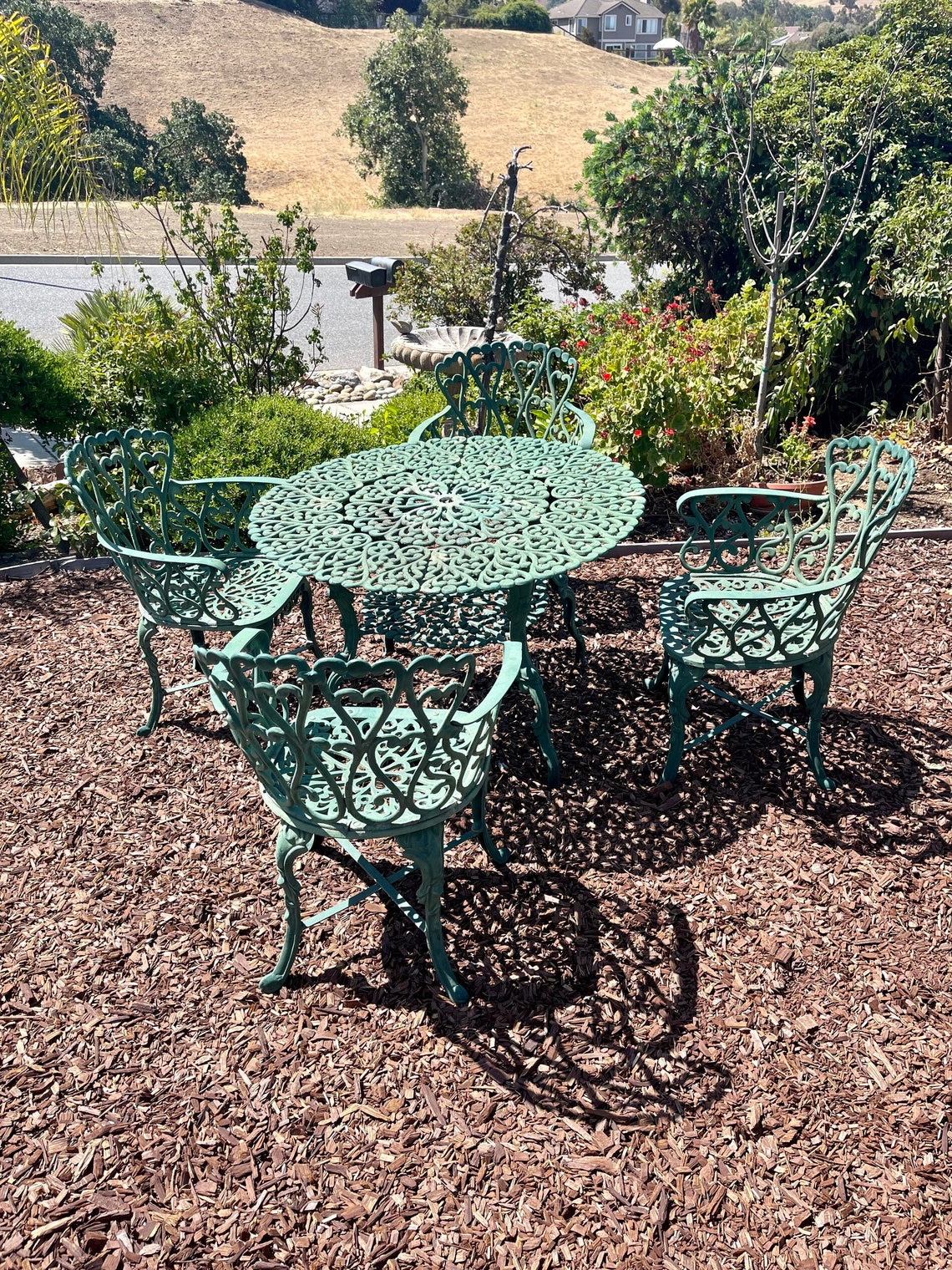 Vintage patio set by Woodard All metal 42 round table Etsy