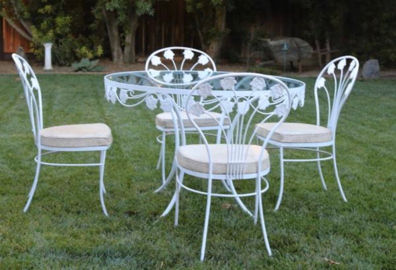 Vintage Woodard Patio Set Flower Pattern 42 Table With Etsy