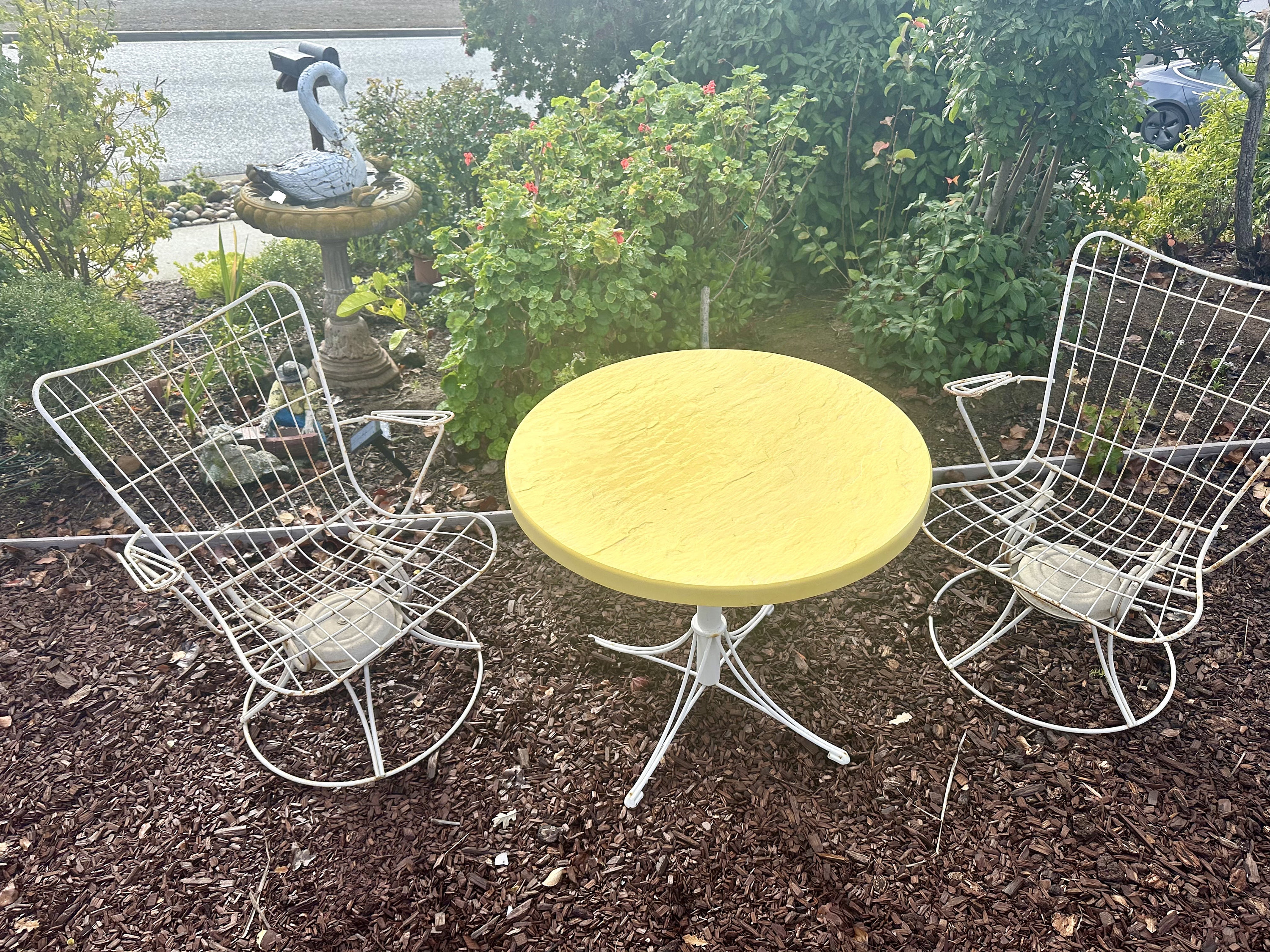 2 Vintage Homecrest Patio Chairs Plus Adjustable Height 30 Table a Pair of Swivel and Rocking Chairs mcm Made of Wrought Iron Circa 1960 Etsy