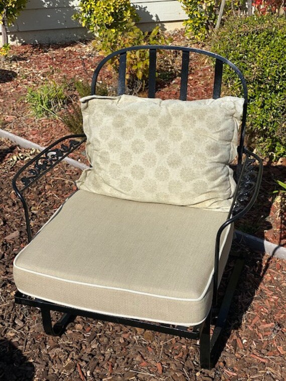 Vintage Woodard Rocking Chair With Cushions Leaf Pattern Etsy