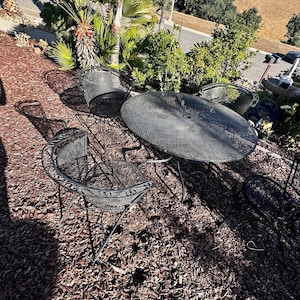 Vintage wrought iron patio set by Russell Woodard, table and 4 chairs, Circa 1960’s, MCM