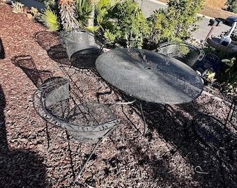 Vintage wrought iron patio set by Russell Woodard, table and 4 chairs, Circa 1960’s, MCM