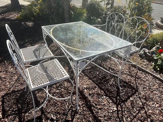 1950's wrought iron patio furniture hot sale