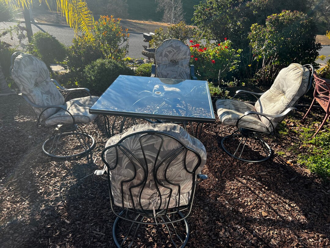 Homecrest Liberty Garden Collection Patio Set, Vintage, Square Table 4 Swivel and Rocking