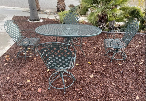 Vintage Patio Set By Woodard Table And 4 Chairs Leaf Vintage Patio Set By Woodard Table And, Used Wrought Iron Patio Furniture