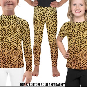 Snow Leopard Costume Kids Activewear Halloween Leggings Cheetah Animal  Print Cosplay Athletic Shirt Children Rash Guard Toddler Birthday 