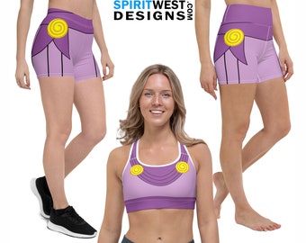 Megara Meg Princess Costume | Activewear Running Costume Plus Size Cosplay Dance Costume Rave Festival Sports bra Leggings Skirt Tank Shirt