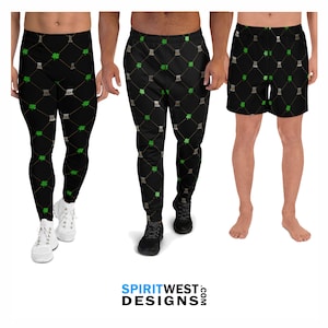 Clover Shamrock Leggings Joggers Shorts | Men&#39;s St Patrick&#39;s Day Costume Holiday Cosplay Costume | MMA Running Workout Jogging Sweat pants