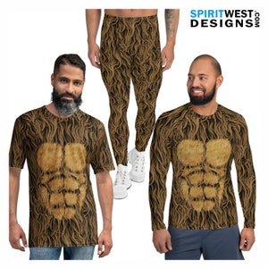 Bigfoot Costume Sasquatch Bear Gorilla Monkey Hairy Fur Print Halloween Cosplay Running Workout Shorts Joggers Leggings Tank Top T-Shirt