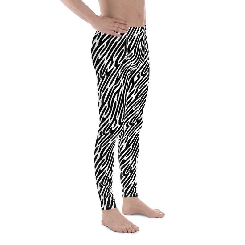 Men's Leggings Zebra Print Pattern Front Gusset Etsy