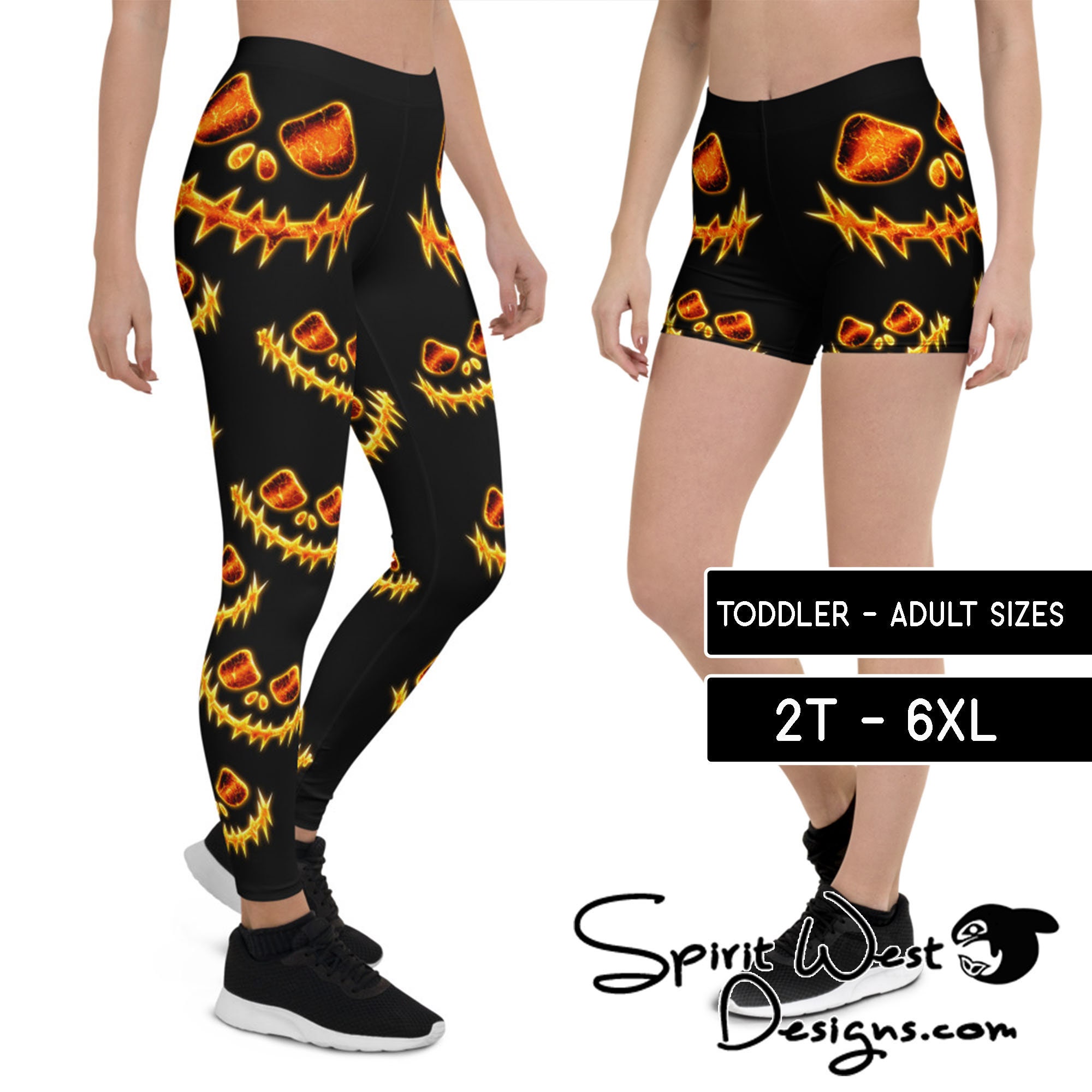 Women's Halloween Pumpkin Leggings - Stretchy Printed Yoga Pants For Parties & Casual Wear
