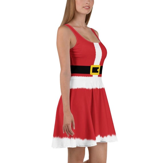 Christmas Dress Xs - 3XL Mrs. Claus Skater Hostess Holiday Cosplay Dance Party Running Costume Santa's Helper Bounding Outfit Festive Winter