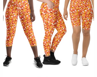 Leggings de Halloween Candy Corn para mujer de talla grande Cosplay Dance Rave Running disfraz de cintura alta pantalones cortos de bicicleta Yoga Capris niños pantalones para niños pequeños