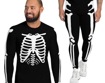 Skeleton Halloween Costume | Cosplay Running Costume | Men's Costume Leggings Meggings | Plus Size Costume / Martial Arts MMA Dance Costume