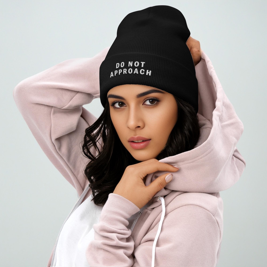 Do Not Approach Cuffed Beanie - Antisocial Stretchy Winter Hat - Emo ...