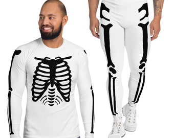 Skeleton Halloween Costume, Cosplay Running Costume, Men's Costume Leggings, Plus Size Costume, Martial Arts MMA Dance Costume