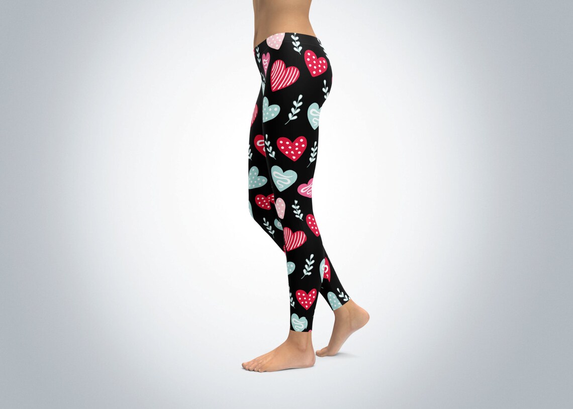 Valentine Heart Leggings Yoga Pants Capris Adult Kids Child Etsy
