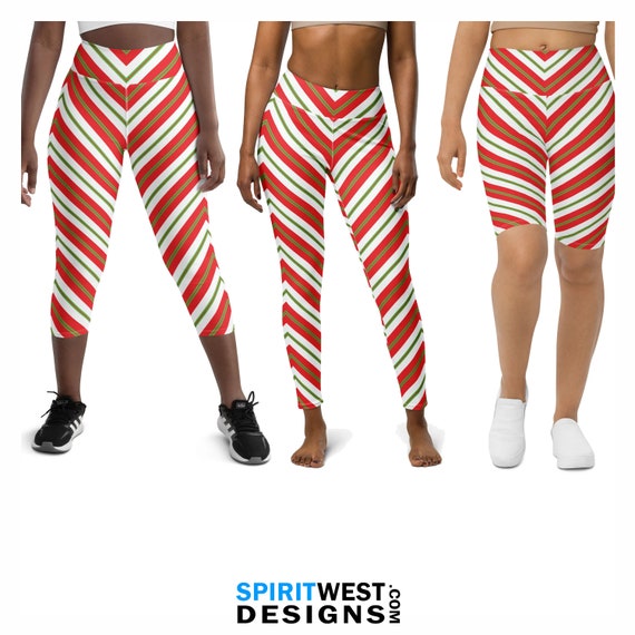 Christmas Leggings Candy Cane Striped Plus Size Leggings – Cosplay