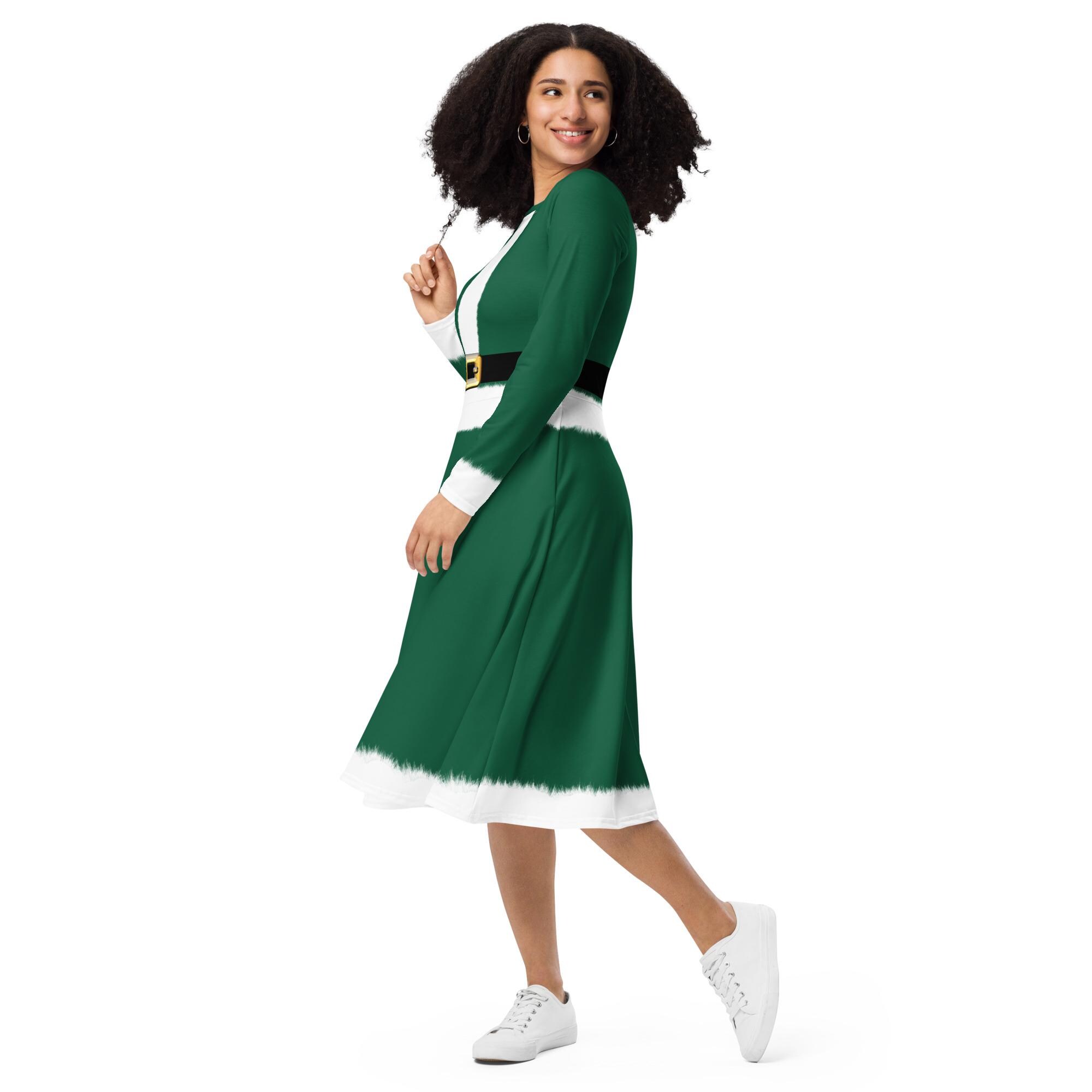 white christmas dresses Girls Green Santa Holiday Dress Christmas – Mini Mee