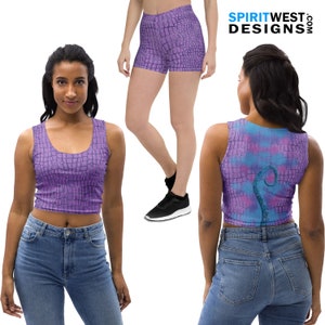 Randall Boggs Costume Purple Lizard Plus Size Reptile Scales Running Cosplay Halloween Gymnastics Festival Dance Leggings bra Tank Top Shirt