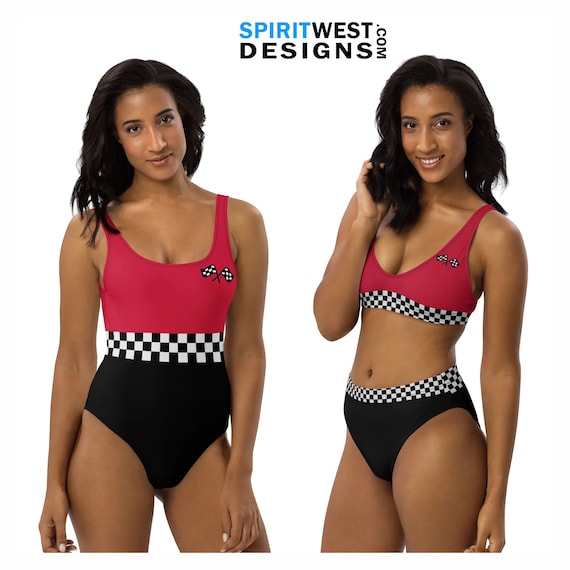 Pit Crew Cheeky Bikini Swimsuit Cheeky One Piece Race Car Driver