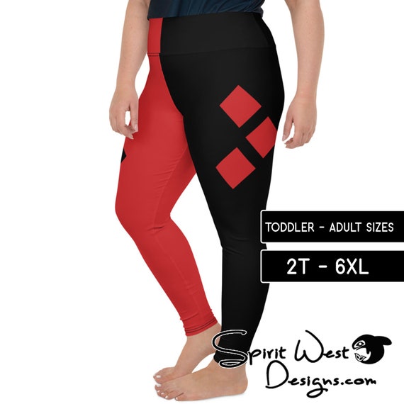 Harley Quinn Leggings Plus Size Costume Harlequin Clown Circus