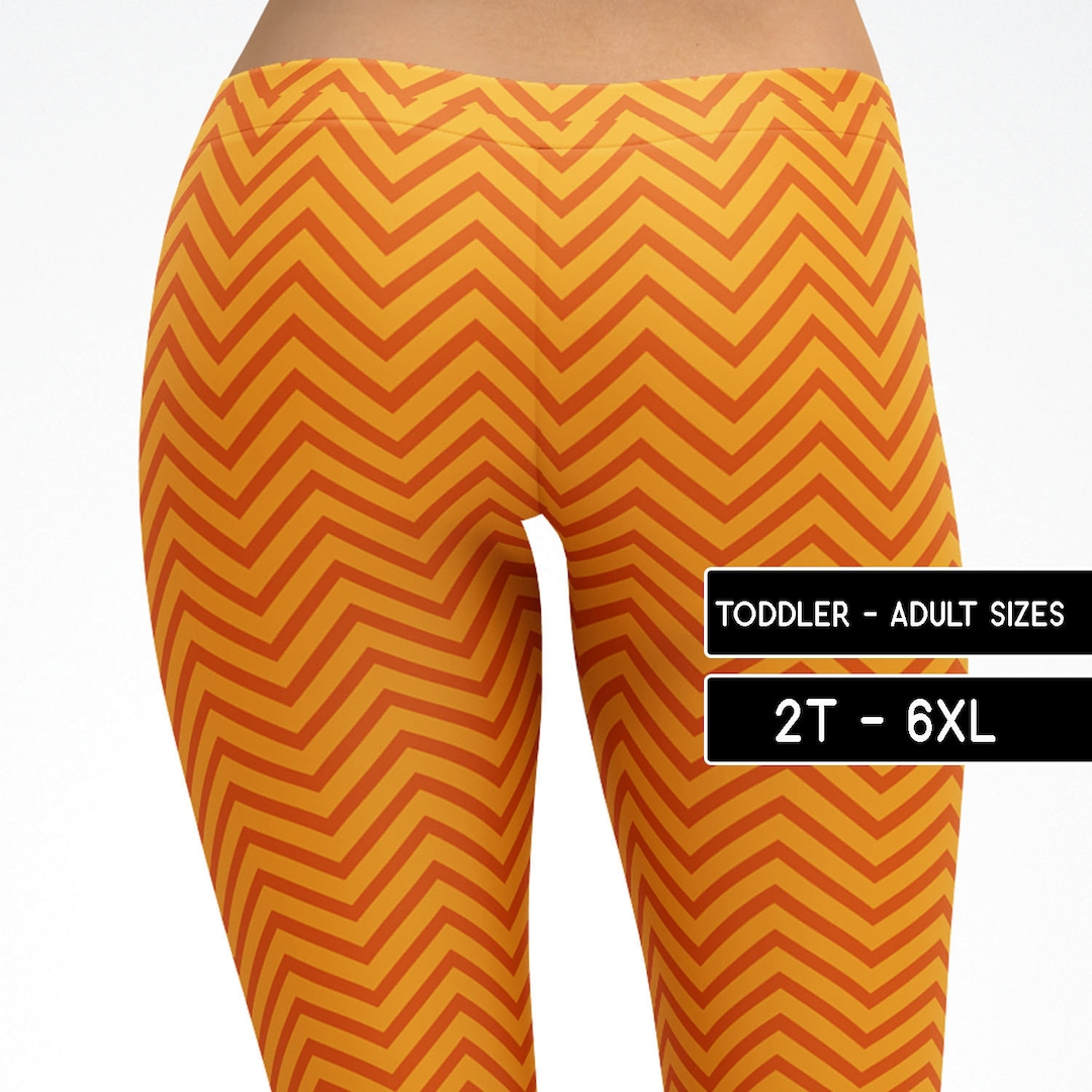 Orange Chevron Zig Zag Leggings Yoga Capris Shorts Adult Kids Men's Leggings Plus Size Cosplay