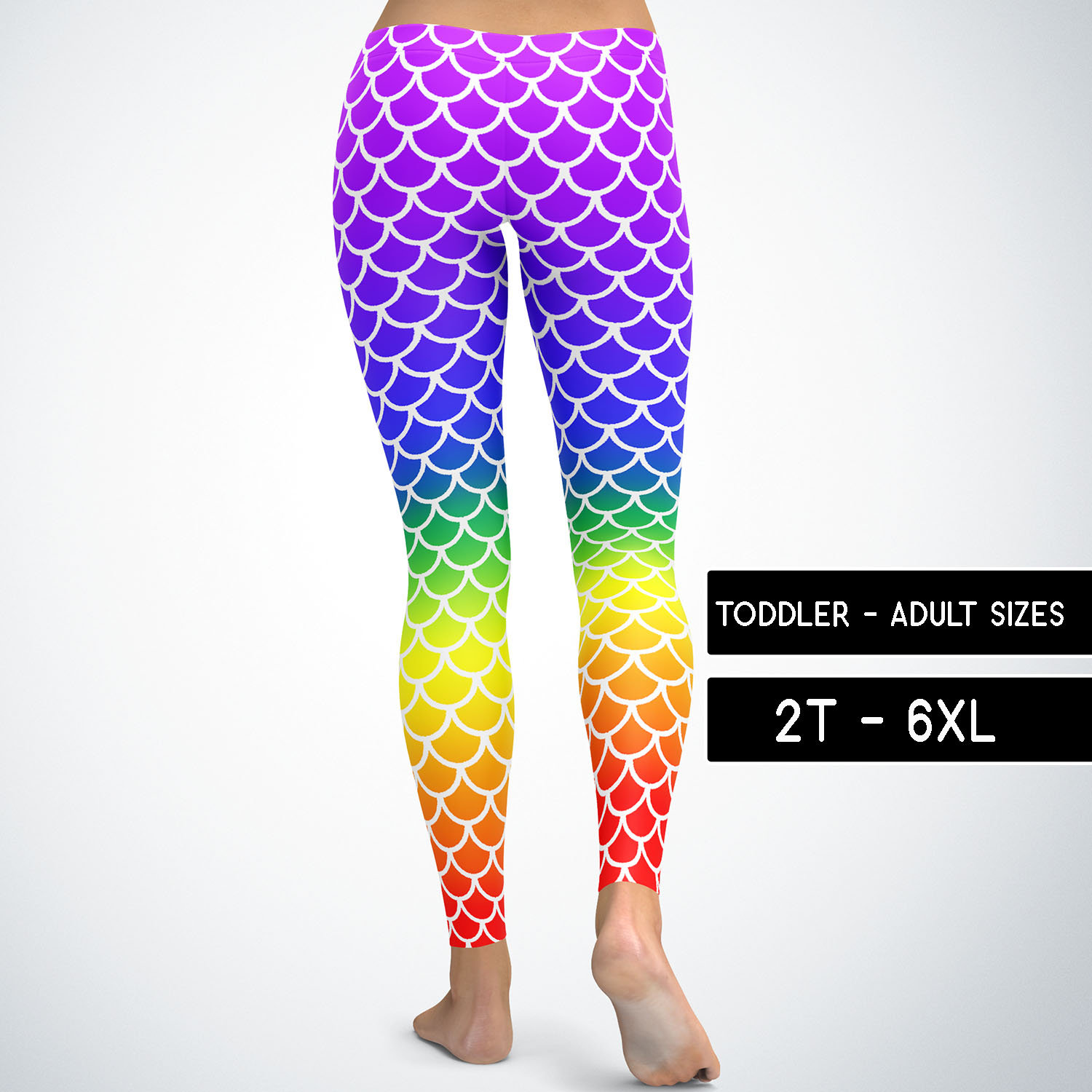 Rainbow Mermaid Scale Leggings Capris 