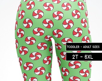 Leggings de caramelos navideños, pantalones cortos de yoga Capris, niños mujeres hombres talla grande, mamá y yo, pantalones de baile, disfraz de Halloween 5095