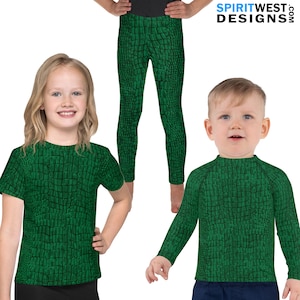 Kid&#39;s Alligator Crocodile Costume Reptile Lizard Dragon Dinosaur Dino Print UPF50 Swim Shirt Cosplay Dance Running Leggings Teen Long Sleeve