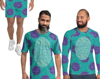 Sully Monster Costume Men's Blue Purple Polka Dot Athletic Cosplay Running Fur Print Tank T-Shirt Rashguard Jogging Shorts Leggings Meggings