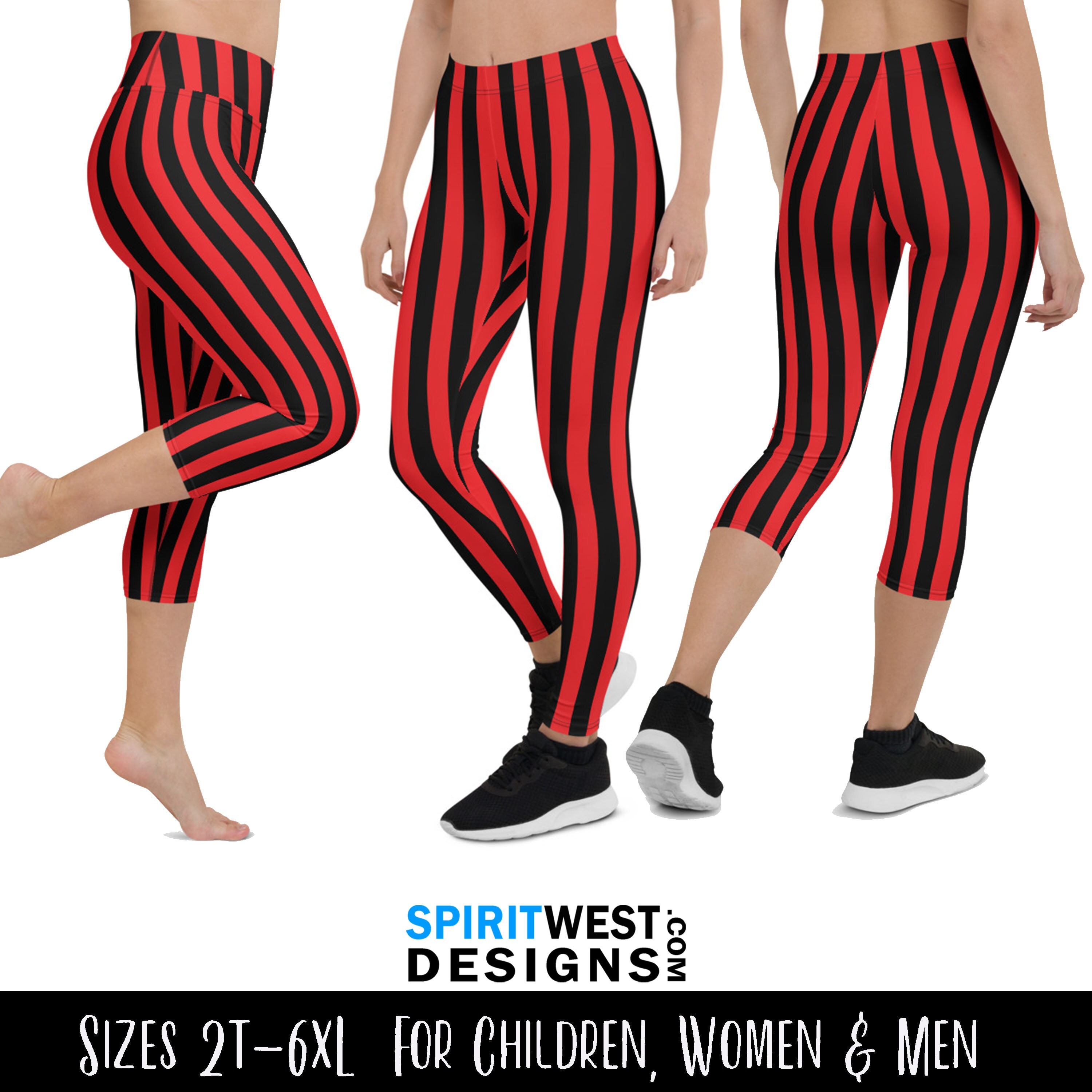 Red and Black Striped Leggings Pirate Costume Halloween Cosplay Running  Dance Gymnastics High Waist Bike Shorts Yoga Capris Kids Plus Size -   Canada