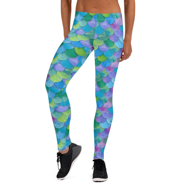 Toddler Kids Mens Plus Size Cosplay Dance Ariel Halloween Running Costume 5183 Yoga Pants Capris Shorts Dragon Scale Mermaid Leggings